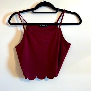 NWOT Shein women’s large cropped tank top. Dark red color.